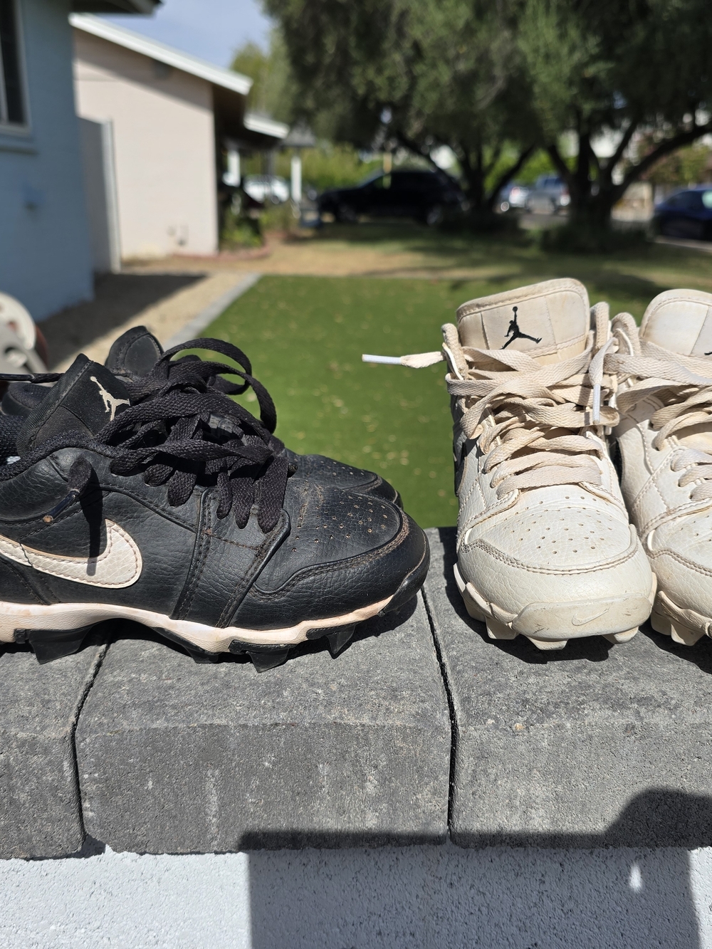 2 PAIRS Kids BLACK and WHITE Jordan Cleats/Spikes - Football/Baseball